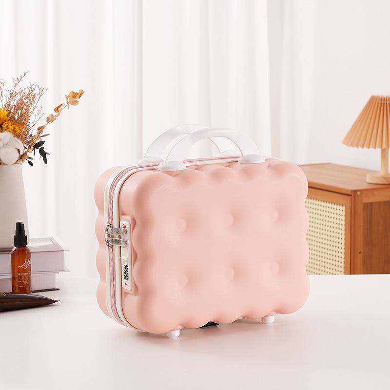 Caja de 14 pulgadas, caja de manicuras, caja de dibujos animados, maleta de almacenamiento, caja de tracción, macarón de gran capacidad, portátil