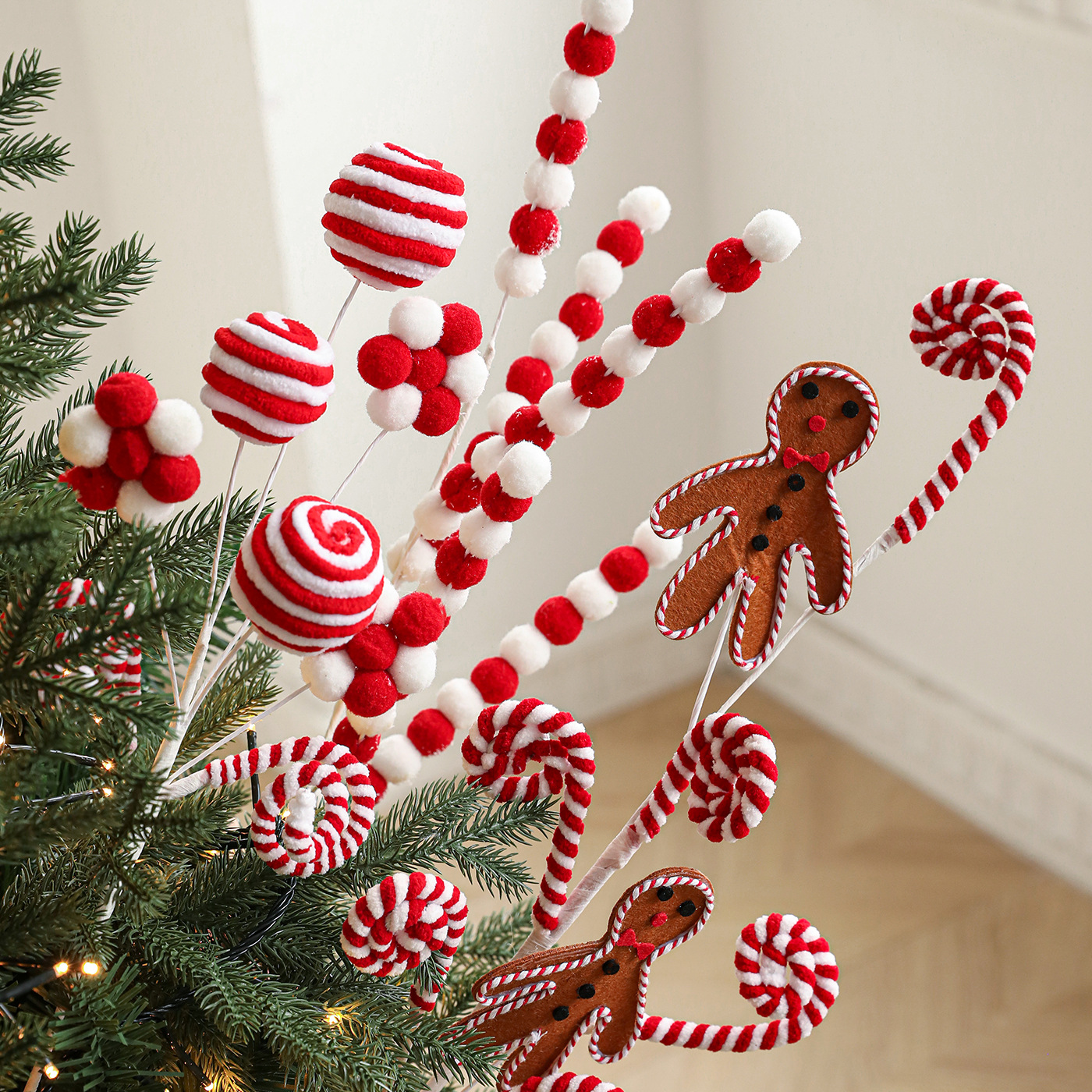 Nuevos dulces de espuma peluche Lollipop Gingerbread adornos decorativos árbol de Navidad arreglos de flores festivos