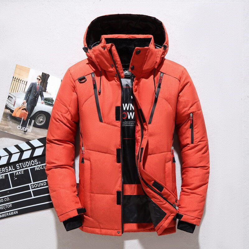 [Foreign Trade Cross-Border] down Jacket Men's Mid-Length Winter Casual Outdoor Thickened Hooded Winter Jacket Large Size Jacket
