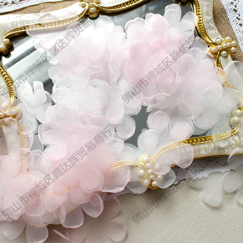 Супер сказочная органза с запеченным краем, стерео цветок, свадебный головной убор, фата, аксессуары ручной работы, материал для самостоятельного изготовления, пудра