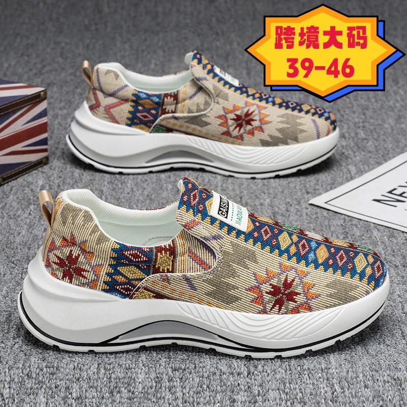 Zapatos de tela de flores de gran tamaño, zapatos de hombre, 45 ventas transfronterizas, zapatillas de lona transpirables de moda, 46 zapatillas casuales para correr, transfronterizas