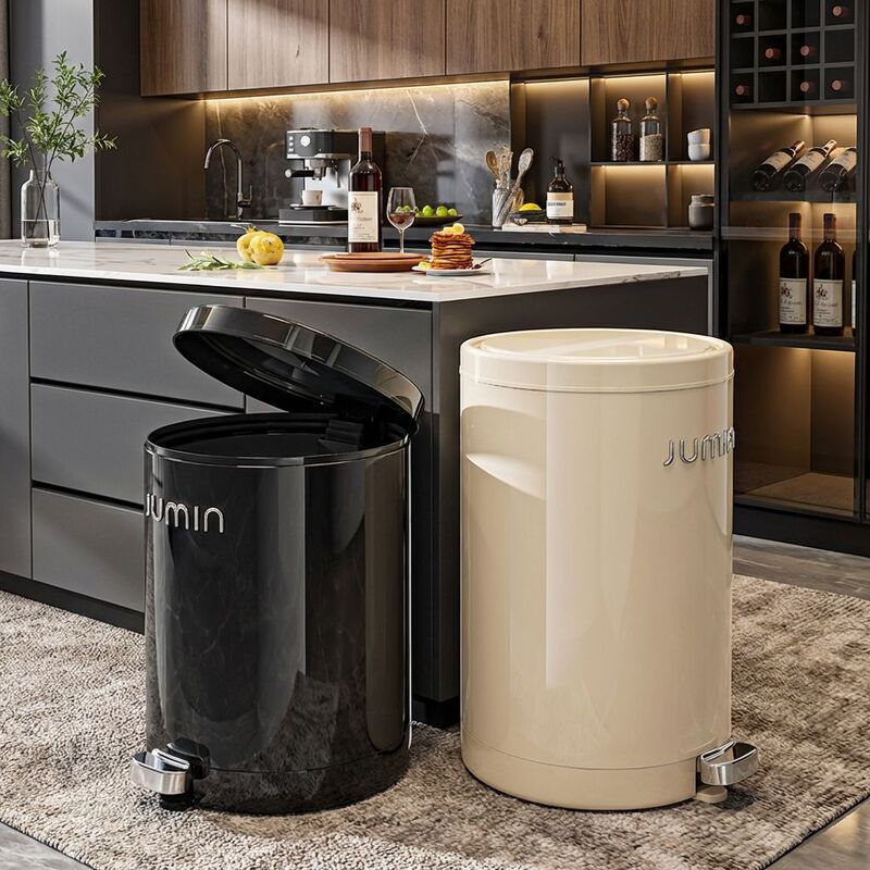 Foot-Operated Trash Can for Home Use, Large Luxury Model, Customizable Garbage Storage Bin, Sealed with Lid, Single Plastic Waste Bin