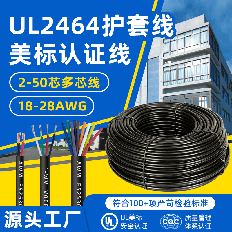 Ul2464 American Standard Electronic Wire 24 22 20Awg Two-Core Sheathed Wire Equipment 3 4 5 6-Core Power Multi-Core Wire