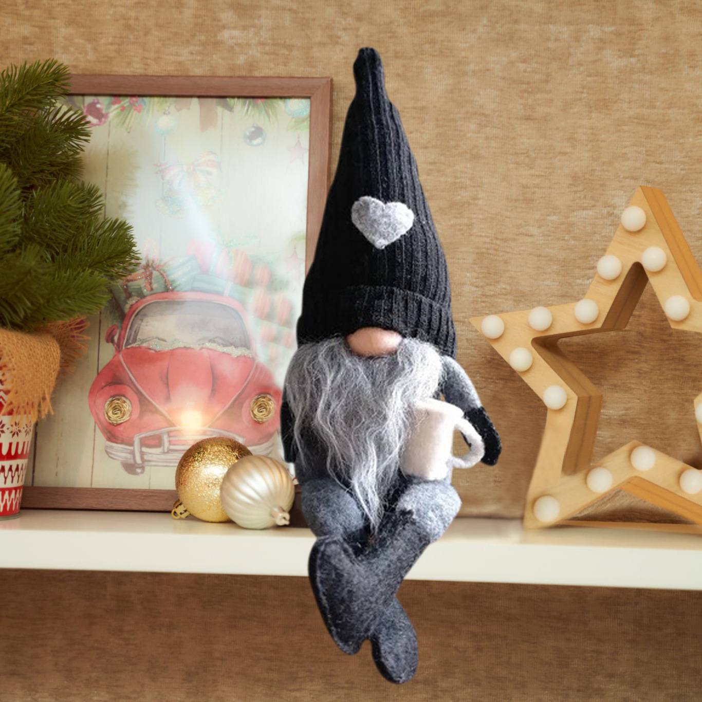 Muñeca de punto transfronterizo sin cara cuelga piernas café molino a mano decoraciones navideñas decoración doméstica