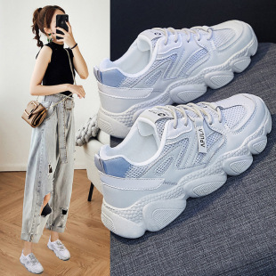 Ins Korean Style Dad Shoes for Women 2025 Spring New Student Running Sneakers Heightening Street Shooting Casual Shoes 6661