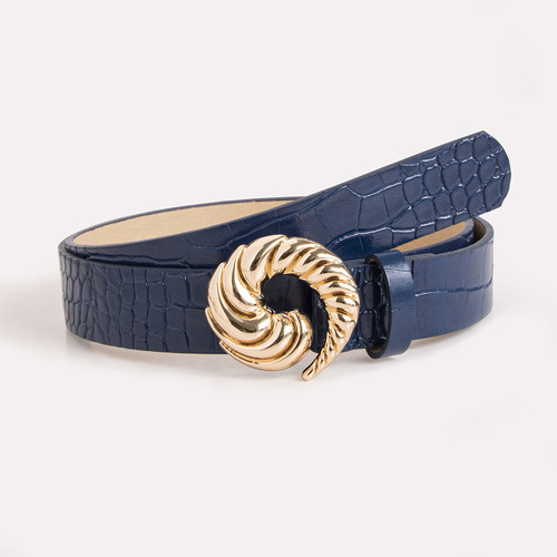 New sea snail texture exquisite crocodile pattern lacquered PU belt for chic women, stylish European and American business women's belt