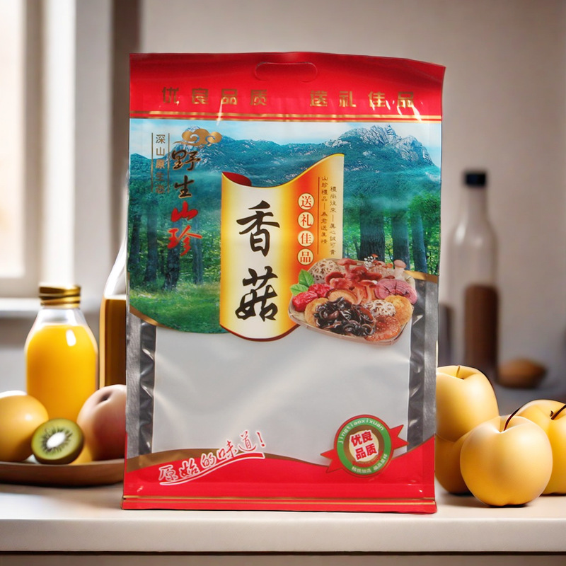 送礼佳品香菇包装袋冬菇厚菇花菇椎茸自封拉链农产品透明500克100