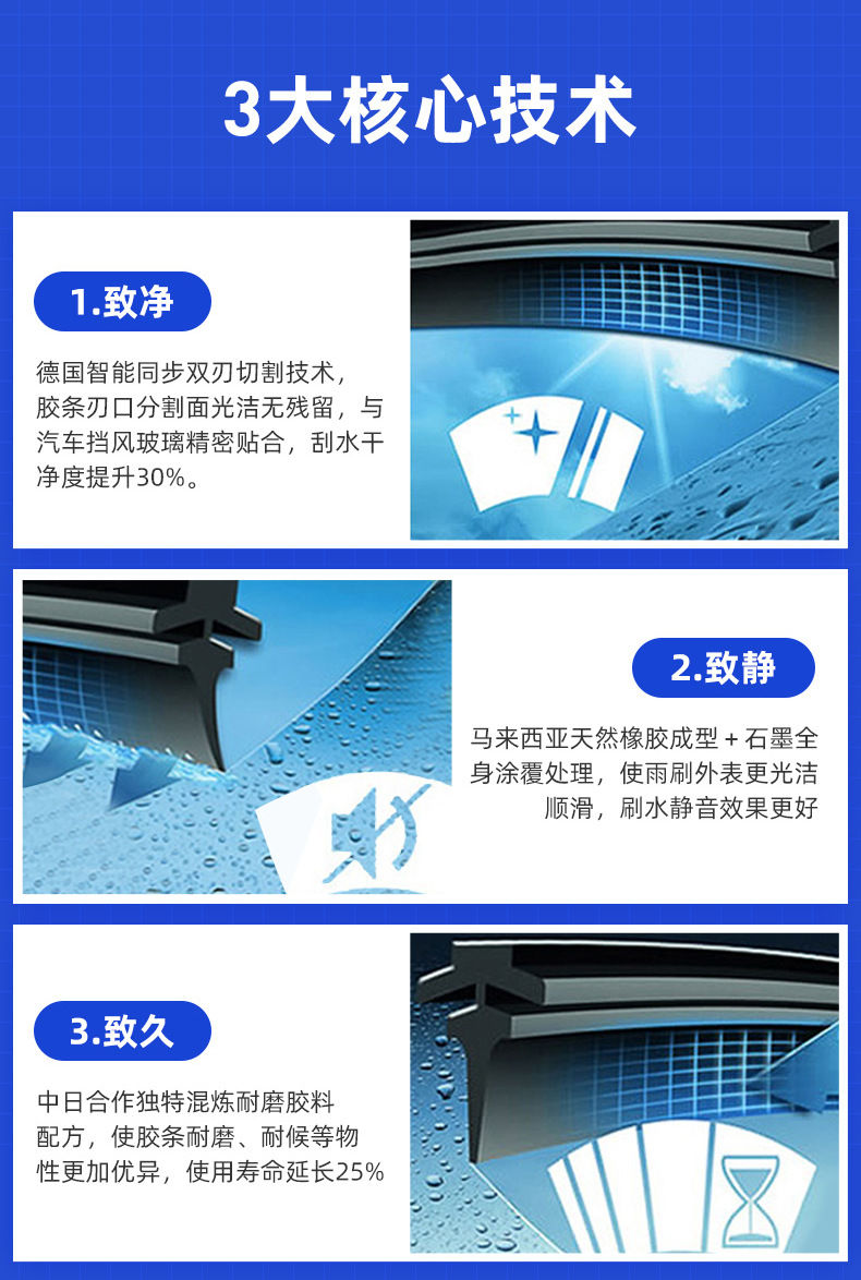 Tutun Wiper Blades Suitable for Toyota Vios Wiper Original Factory Upgrade Rubber Strip Boneless Silent