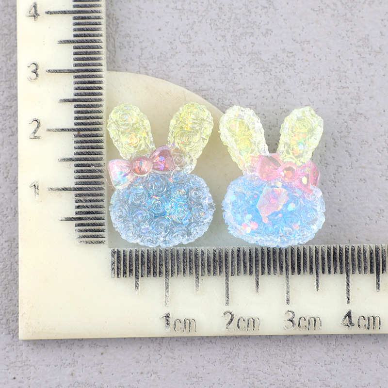 発光グラデーションウサギの蝶ネクタイ樹脂アクセサリークリーム接着剤手作り材料パッケージ DIY 子供の帽子ヘアアクセサリー