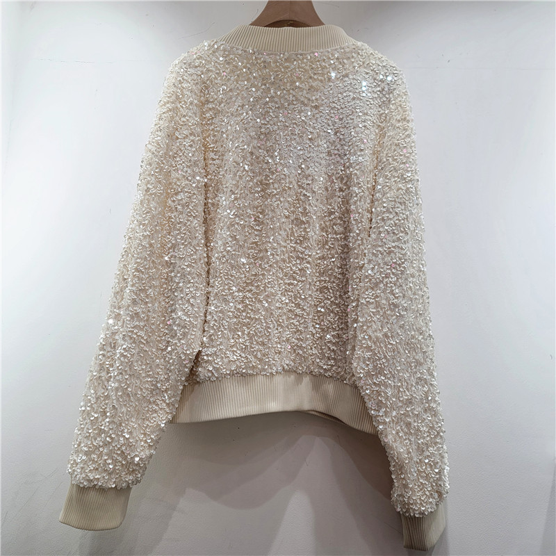 2026 primavera nueva moda coreana suelta chaqueta de béisbol brillante chaqueta de cuello largo