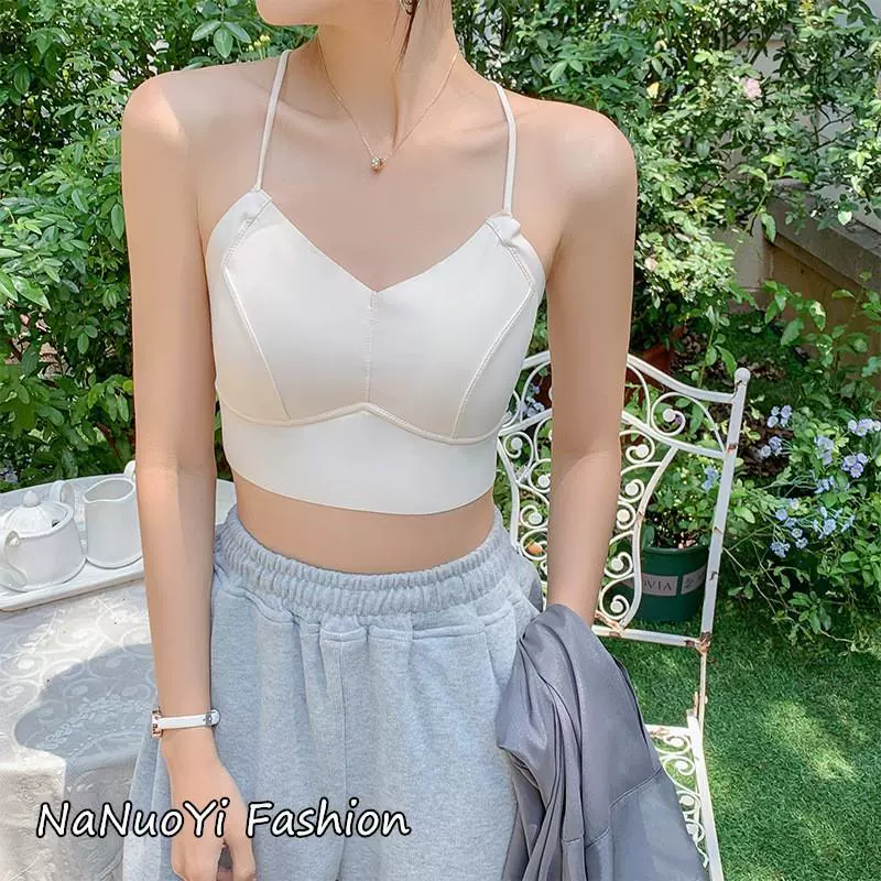 Summer silk tank top, sexy underwear as outerwear, bra top