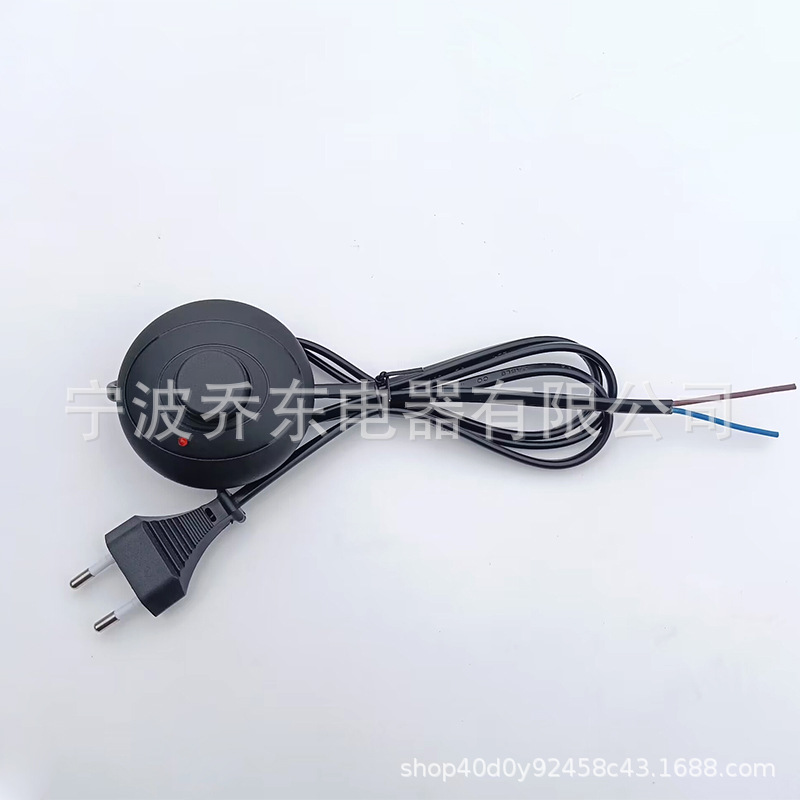 厂家供应欧规开关电源线欧标插头线317脚踏开关带LED指示灯红绿灯