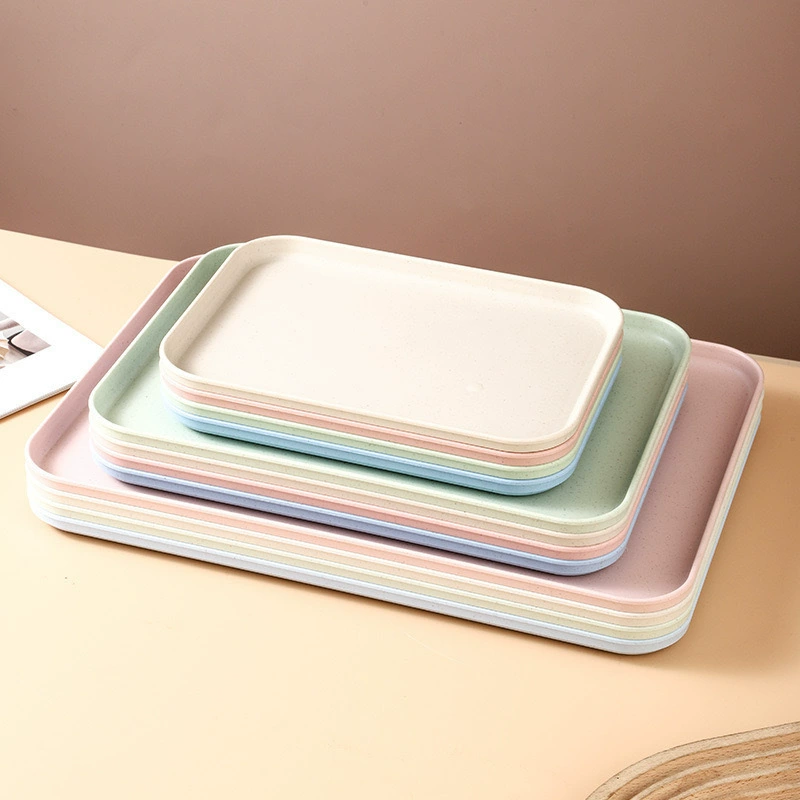 Wheat straw tray home fruit tray restaurant rectangular hotel tea set tray plastic snack tray wholesale