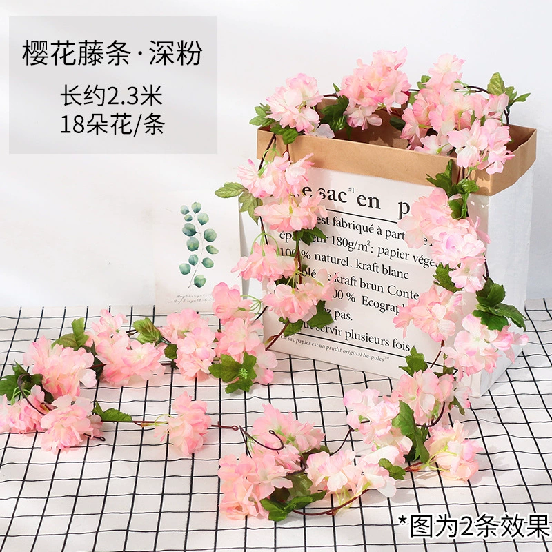 Искусственные цветы cherry blossom лоза, 1.8 м пластиковая гирлянда сакура, 135 голов реалистично