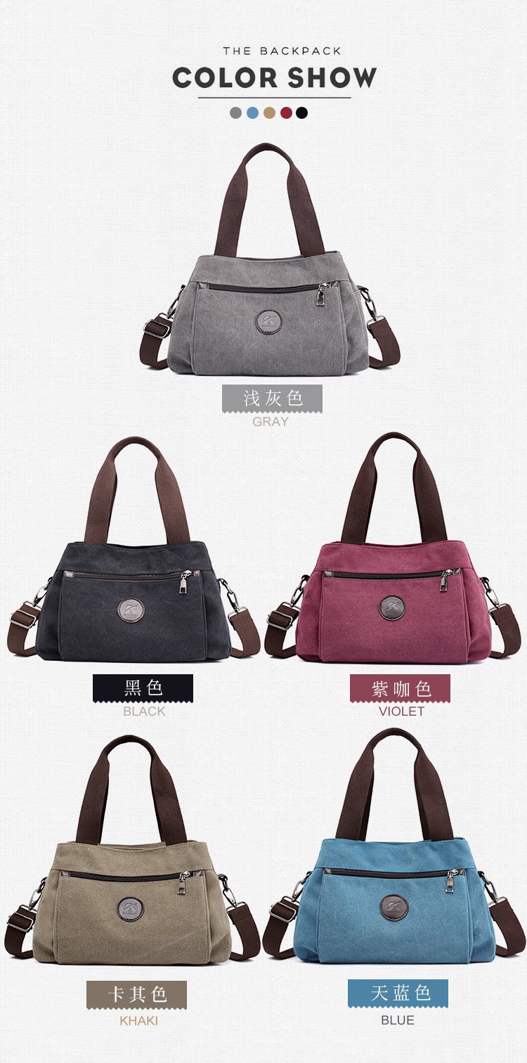 New casual canvas European and American women's single-shoulder bag, solid color trendy women's bag and handbag, cross-border one-piece consignment worldwide undefined