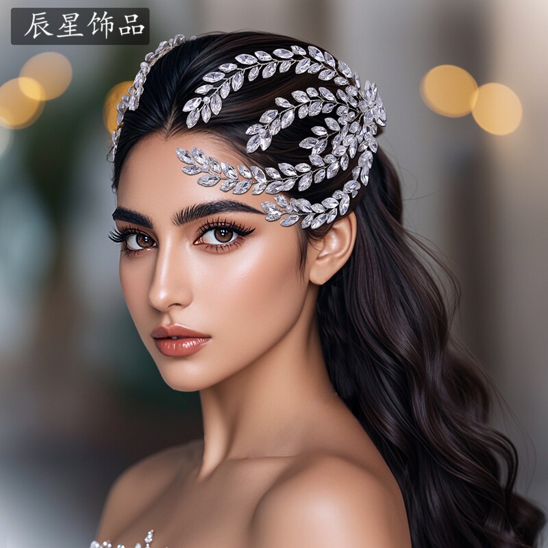 Morning Star Foreign Trade Hair Styling Accessories Bride's Double-Sided Sparkling Diamond Headpiece European and American Dance Performance Hairpiece Cx405
