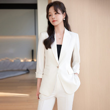 七分袖职业小西服套装白色西装外套女2024新款夏季气质OL通勤西服