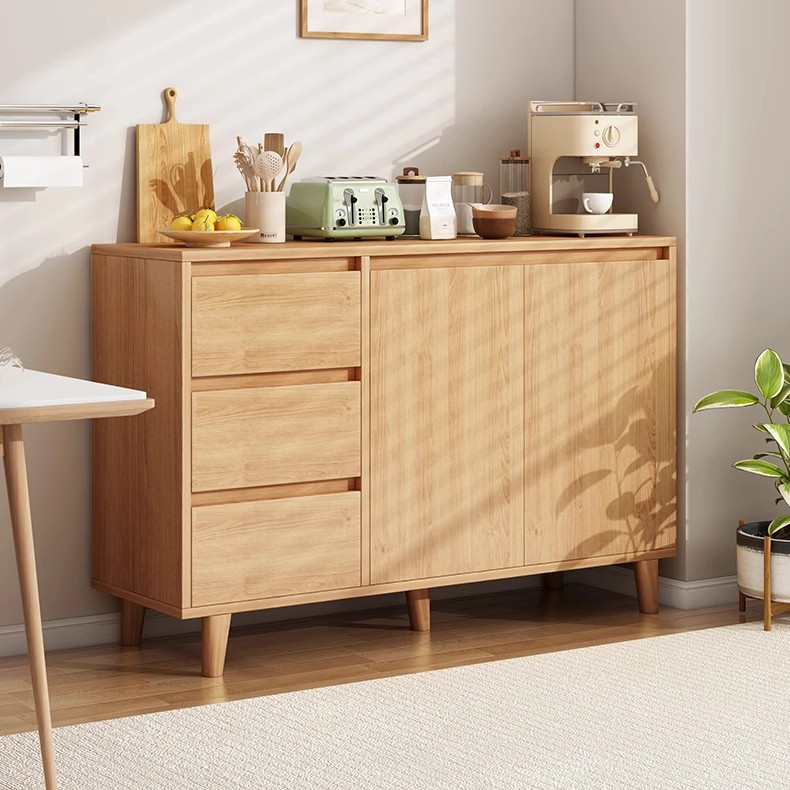 Sideboard Cabinet Wall Integrated Household Bucket Cabinet Living Room Storage Cabinet Tea Cabinet Log Color Storage Cabinet Storage Cabinet