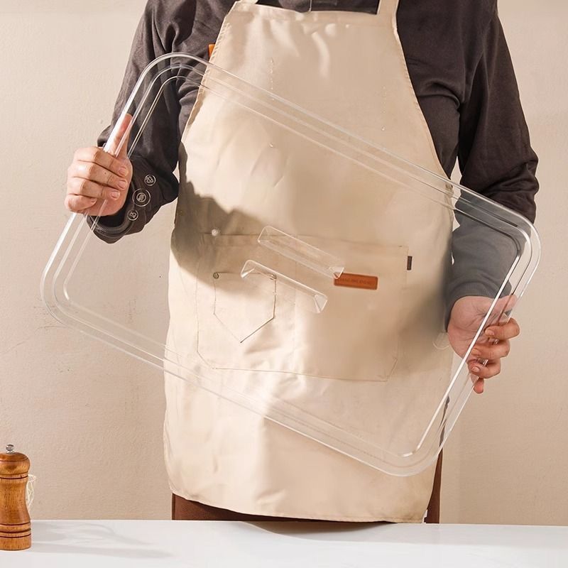 Acero inoxidable fondo plano cuenca cuadrada bandeja profunda rectangular comedor comercial cuenca de verduras con cubierta cuenca de buffet