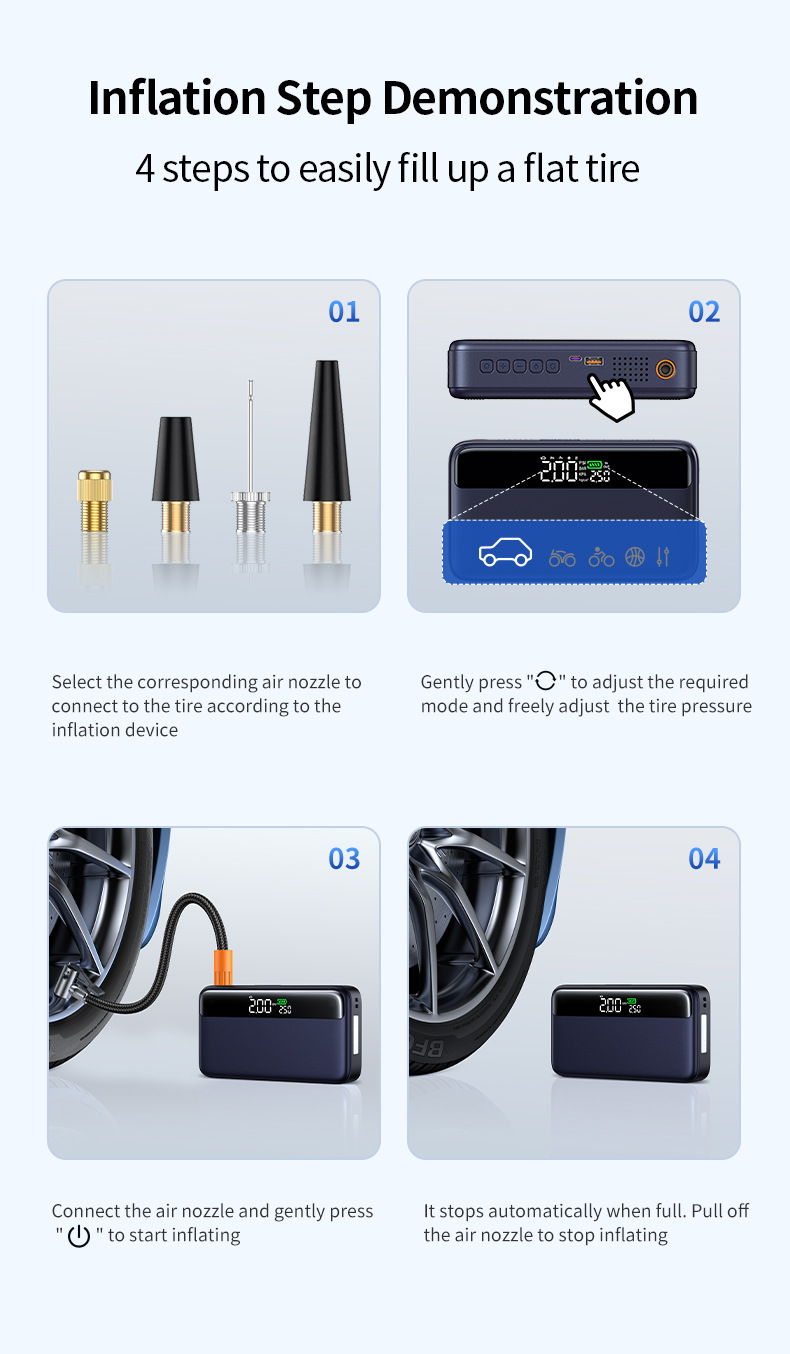 【N33】Cross-Border Car Emergency Starting Power Supply, Air Pump, Integrated Power Supply, Multi-Functional Portable Battery Ignition