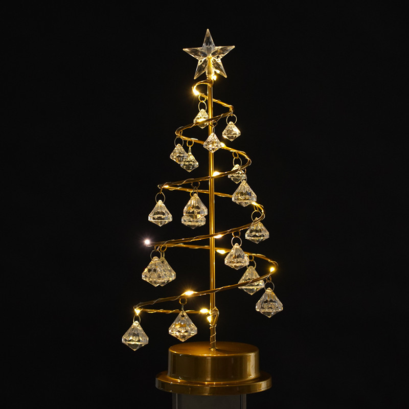 LED lámpara de noche de hierro forjado cristal lámpara de árbol de Navidad lámpara de pentaco habitación decoración de atmósfera festiva pequeña lámpara de escritorio