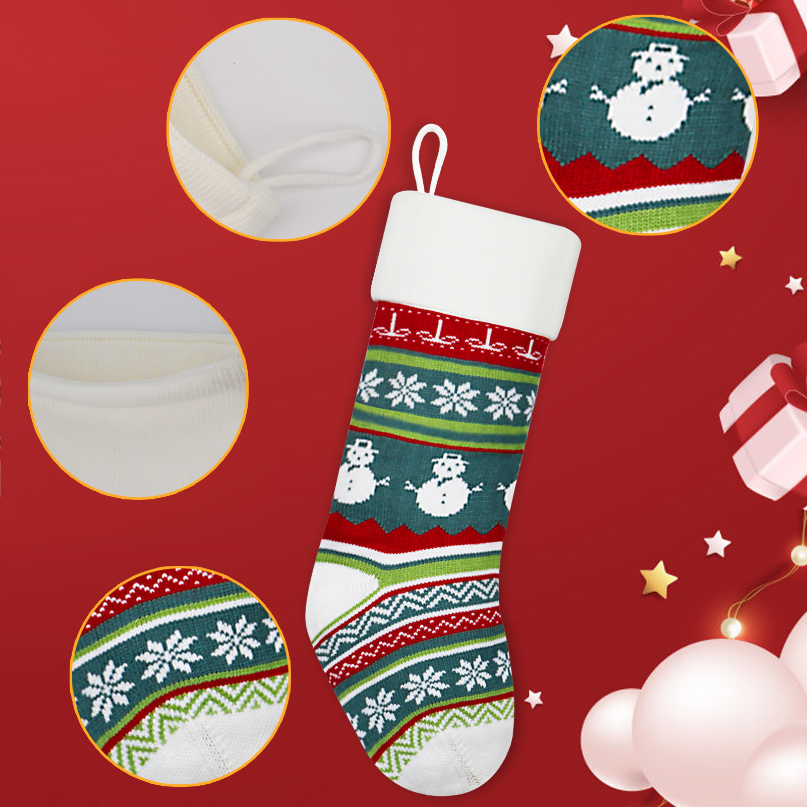 Transfronterizo nuevos calcetines de Navidad dulces de punto bolsa de lana bolsa de regalo escena diseño vacaciones Navidad calcetines decorativos