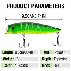 Water surface system hits the water wave and climbs 9.5cm/12g long-range lure bait noise fake bait freshwater sea bass blackfish