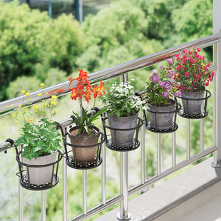 Balcony Railing Hanging Hanging Orchid Green Radish Potted Wall Hanging Iron Flower Rack Flower Storage Rack Flower Pot Rack Plant Rack