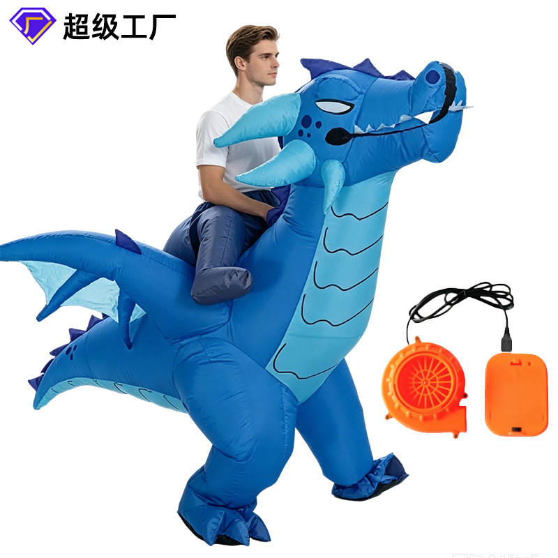 Halloween montar dinosaurios trajes inflables extraños cos trajes fiesta anual adultos niños tiranosaurio trajes inflables