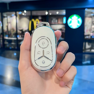 Female Car Protective Shell Buckle — Car key bag - geely-g-model-smart-4-button-single-shell-white