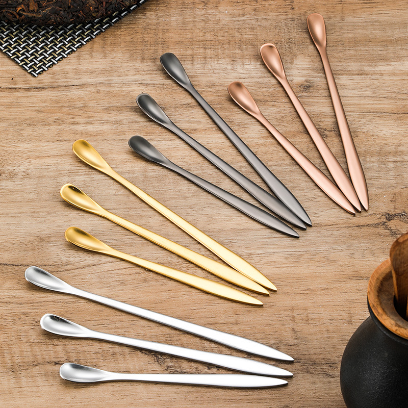 Stainless steel tea knife tea spoon 13-17cm tea knife tea needle one-piece pot spoon gold-plated gift spoon LOGO