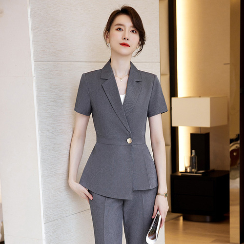 Summer suit women's thin short-sleeved professional suit hotel front desk workwear jewelry store beauty salon work clothes