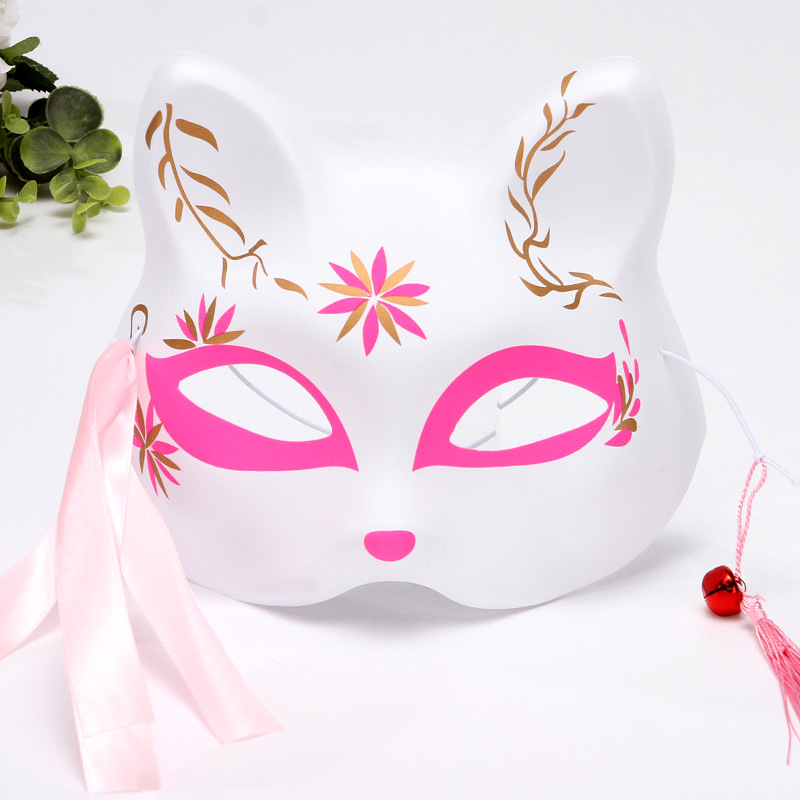 ディザトーン同型半顔猫顔キツネマスク手描き和風アニメ男女児童パーティ用品