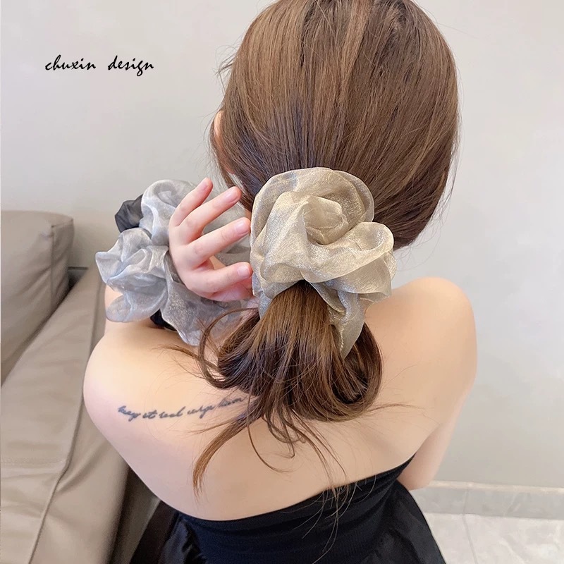 気質真珠光沢のあるヘアリングメッシュ高品質ヘッドバンドインターネット有名なヘア花糸ヘアリングゴムバンドヘアスタイル新しいスタイル|undefined