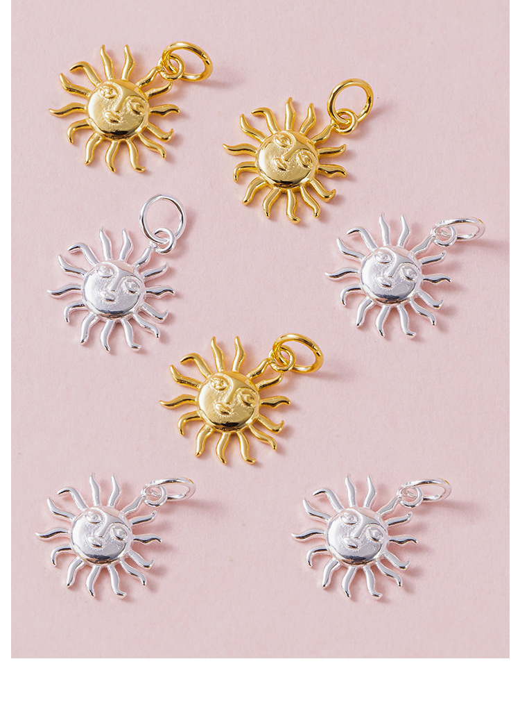 1g Weight Pendant Jewelry Making Type 12 * 14mm Jewelry Making Size 1 Piece 12 * 14mm Hole 3~3.9mm 925 Sterling Silver Sun Polished Pendant