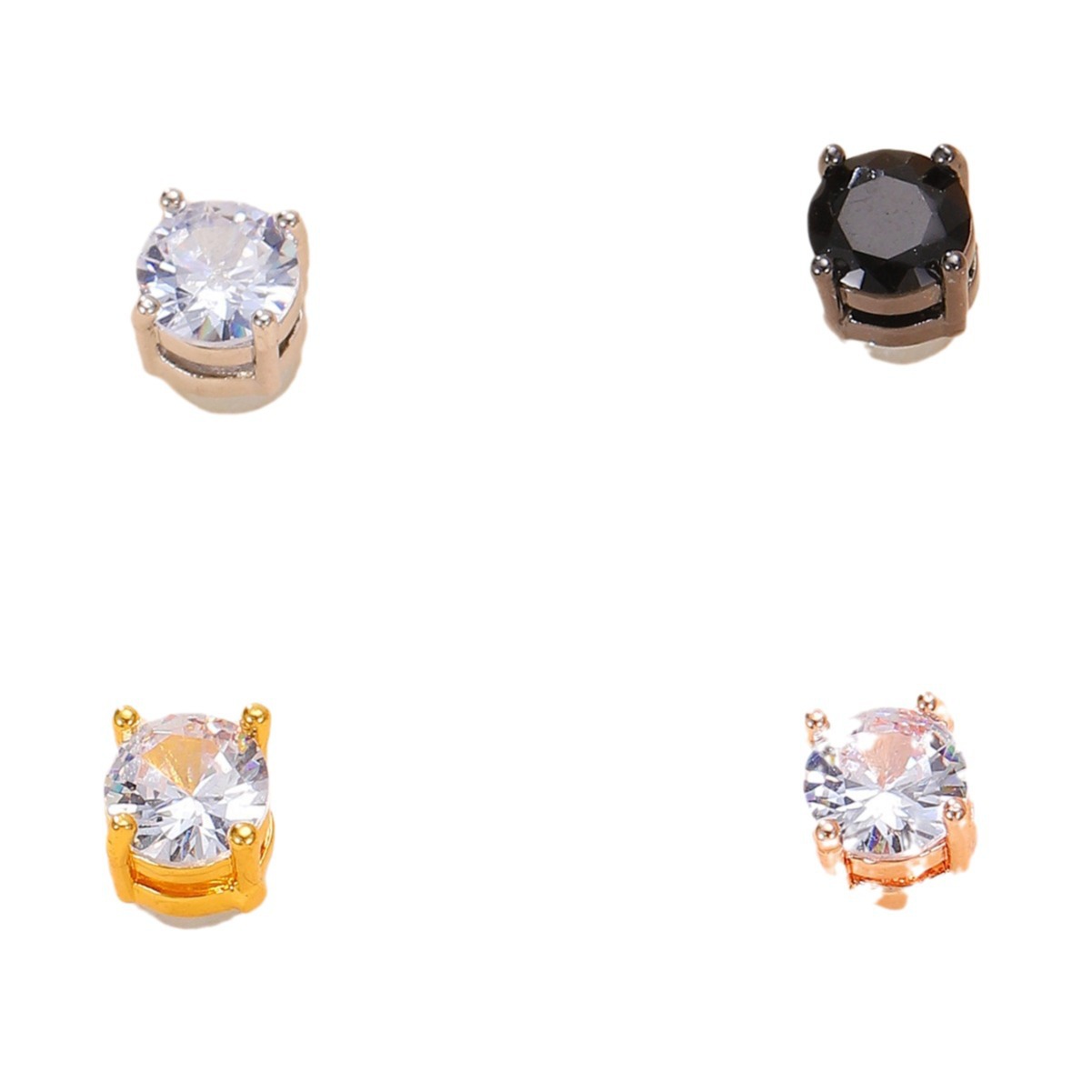 6mm 8mm Copper Inlaid Zircon Magnet Clip Men Without Ear Holes Stud Earrings Unisex_voghion.com