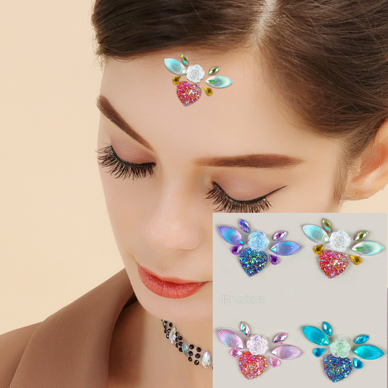 Face diamond stickers eyebrow stickers mermaid tail love gem beauty decorative stickers flashing stage makeup tear diamond tattoo stickers