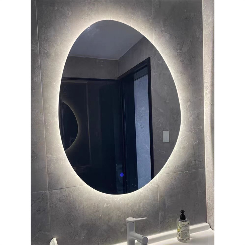 Espejo de forma irregular inodoro espejo inteligente espejo de vestir tipo pared inodoro led espejo de lámpara espejo de arte