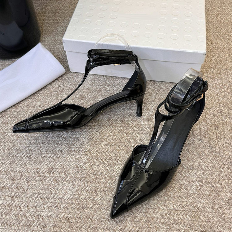 Unique Patent Leather T-Strap Pointed-Toe High Heels with Hollow Snake Pattern, Sexy Stiletto Closed-Toe Sandals for Women Unique Patent Leather T-Strap Pointed-Toe High Heels with Hollow Snake Pattern, Sexy Stiletto Closed-Toe Sandals for Women