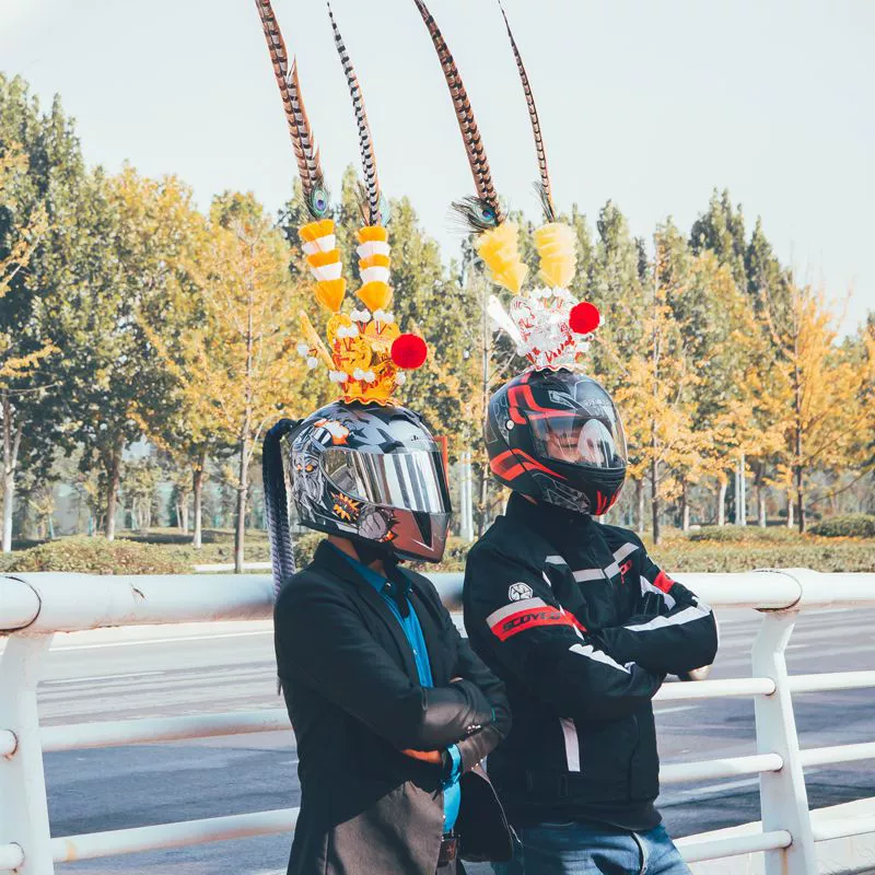 Король обезьян, фиолетовый золотой шлем с короной, Сон Вуконг, перо, корона, шлем, украшение, украшение для мотоциклетного шлема, перо