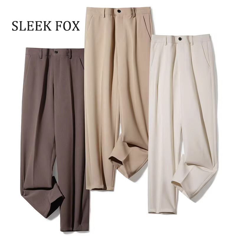 Summer Draped Thin Suit Men Loose Straight Ice Silk Trousers Plus Size Casual Light Luxury Dress Pants_mkmklike.com