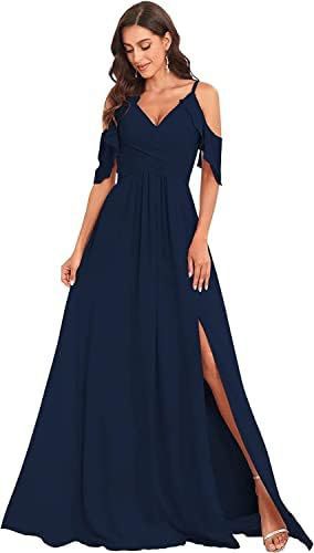 Vestido de dama de honor de gasa sin tirantes adecuado para vestidos de boda con tirantes abiertos Vestido de fiesta de boda con pliegues