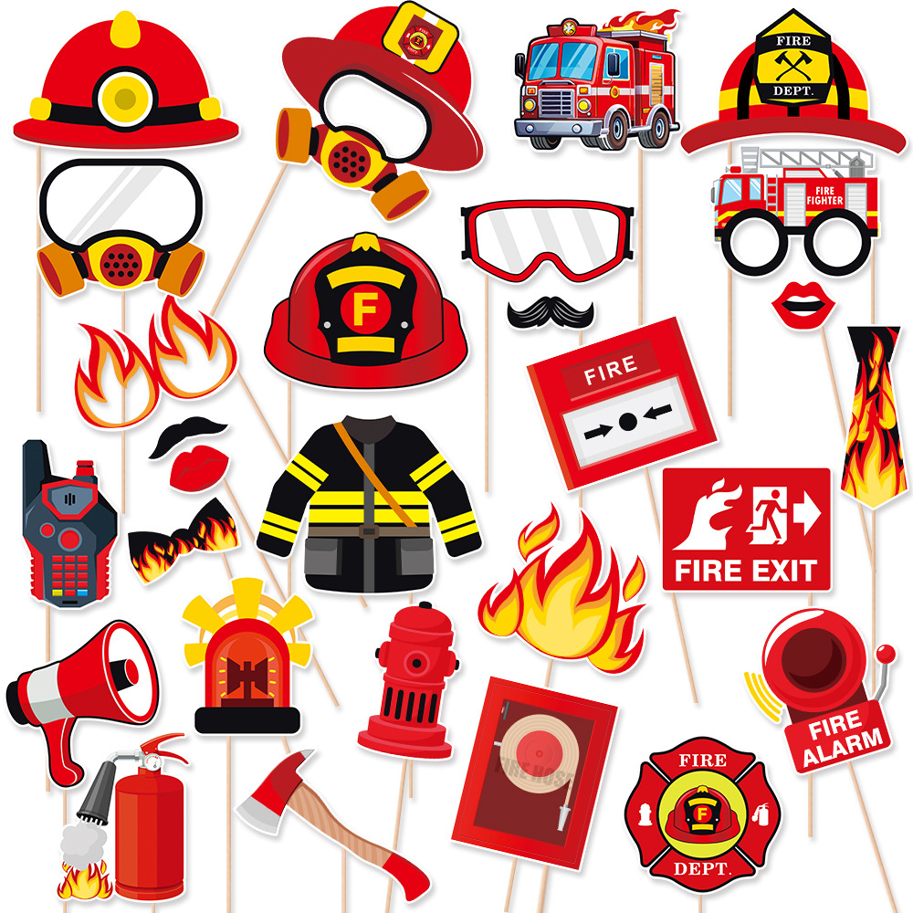 Nuevo tema de lucha contra incendios transfronterizo decoración de fiesta de cumpleaños bandera de dibujo decoración de cumpleaños bombero diseño de decoración de cumpleaños