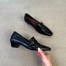 法式老钱风小方头浅口单鞋女2026秋新款舒适百搭黑色通勤女鞋爆款