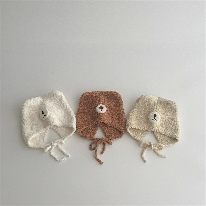 Baby hat Autumn and winter cute bear warm baby baby knitted hat children's knitted hat_viptrois.com