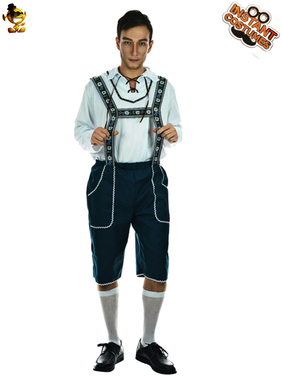 Traje de Halloween verde Plaid cerveza marrón suspender pantalones traje fiesta desgaste Cosplay traje