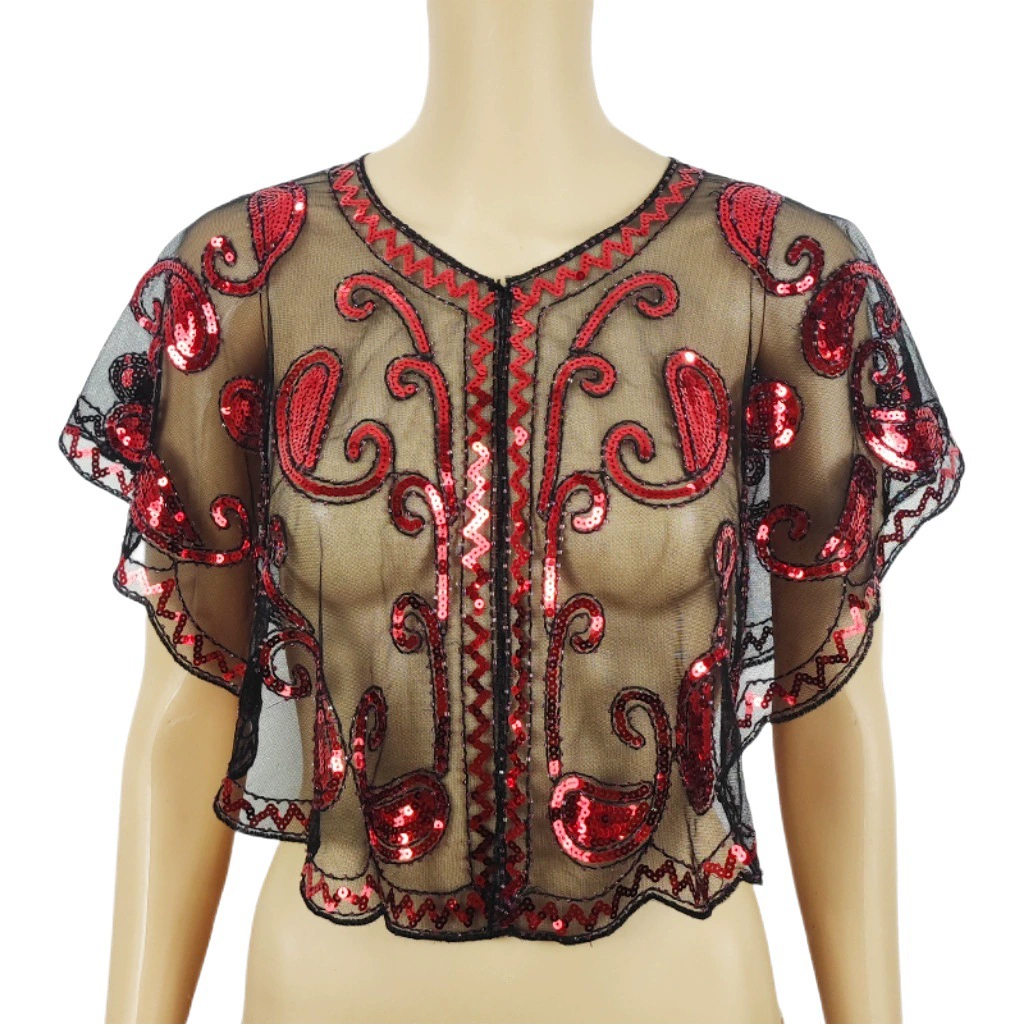 Цельный трансграничный шаль с блестками кружева тонкое платье Внешняя сетка с коротким бисером Мода все соответствующие европейский и американский стиль