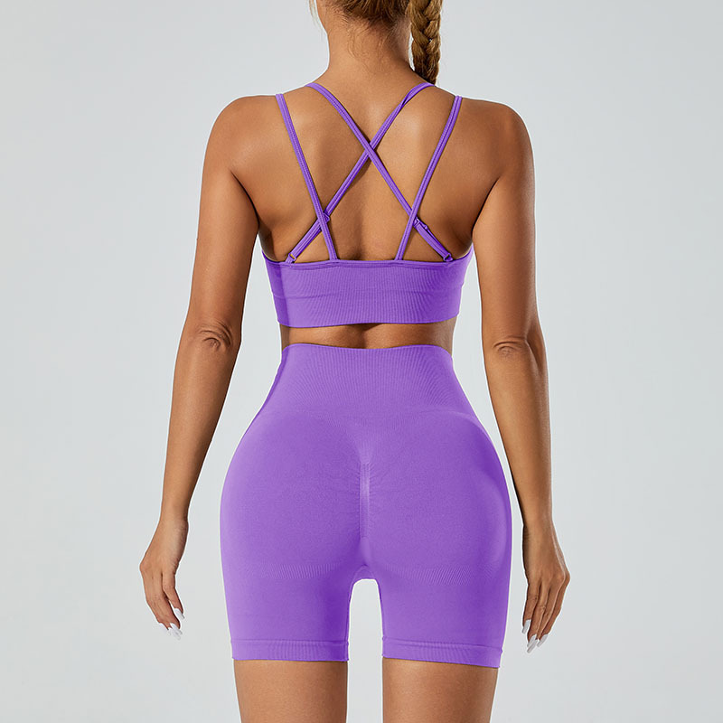 Nueva ropa interior deportiva de recolección sin costuras transfronteriza, pantalones de yoga de cintura alta y glúteos, ropa de fitness para correr, traje de yoga deportivo