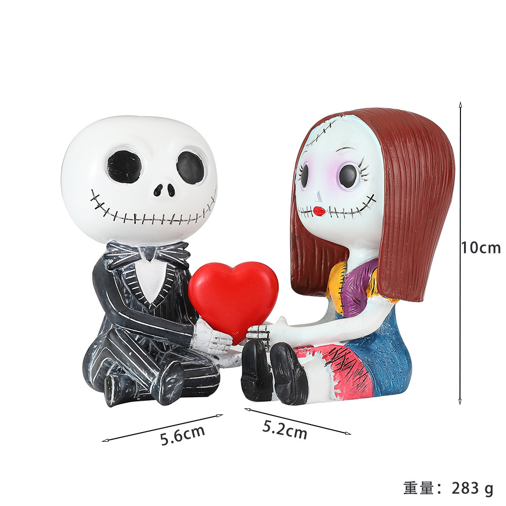 Nuevos adornos de pareja de calavera transfronterizos, personajes de películas creativas, muñecas, adornos de resina, figuras de San Valentín al por mayor