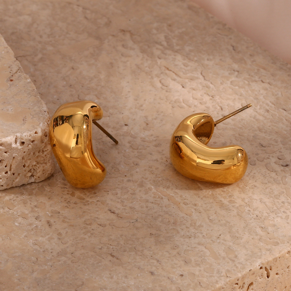 Vintage Style C Shape Stainless Steel Earrings Plating Stainless Steel Earrings